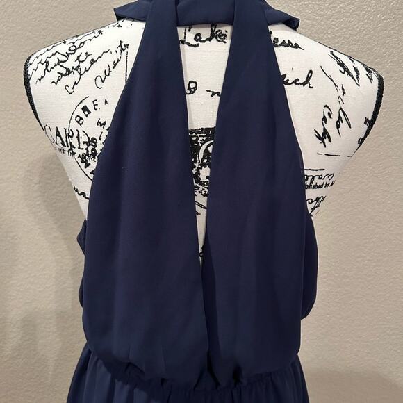 BCBG Generation Blue chiffon blue mini dress sz L - Picture 3 of 4